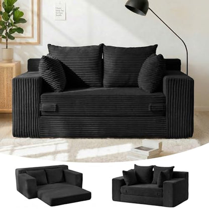 Boneless Couches 70 inch, 3 Seater Boneless Couch with Futon Couch Corduroy Boneless Couch with 5 Pillows, Gray Sofa for Living Room & Bedroom