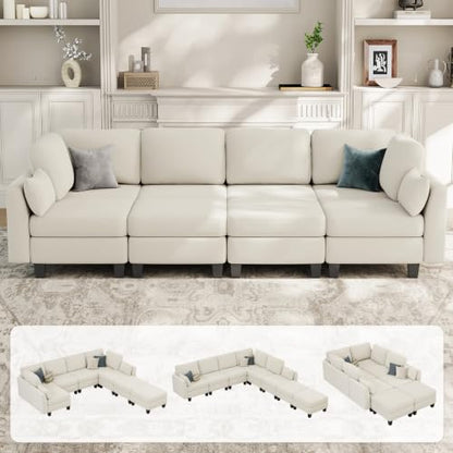 Modular Sectional Sofa, 6 Seat Modular Sleeper Sofa Couch, Dark Grey