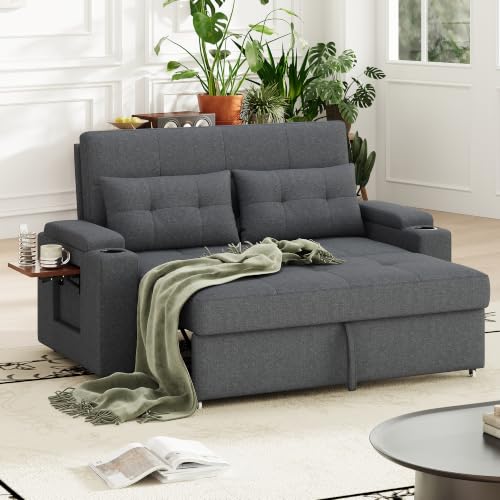 MALOL Convertible Chair-Fabric Sofa Bed, Single Sleeper Sofa, Dark Grey