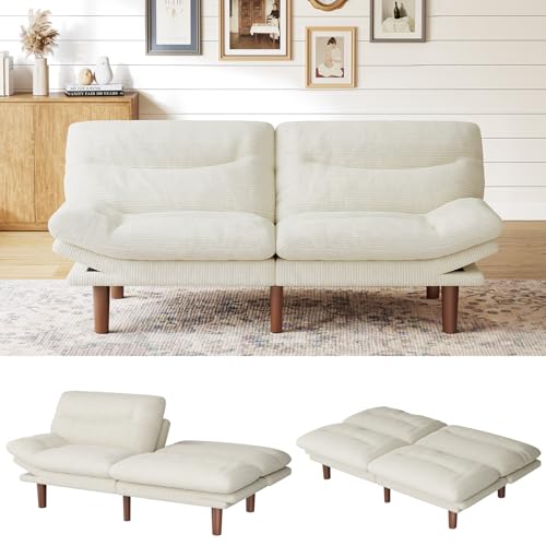 Marsail 66.02" Futon Sofa Bed, Convertible Couch & Sleeper Sofa, Light Grey