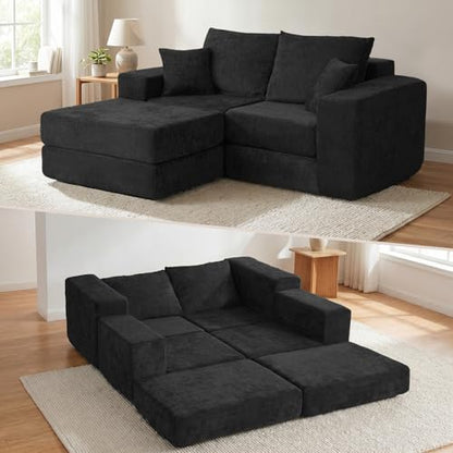 Modular Sectional Sofa with Convertible Sleeper, 2-in-1 Sofa Bed Couch