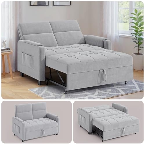 Gizoon Convertible Sofa Bed Modern Couch Bed & Small Loveseat Sleeper, Grey