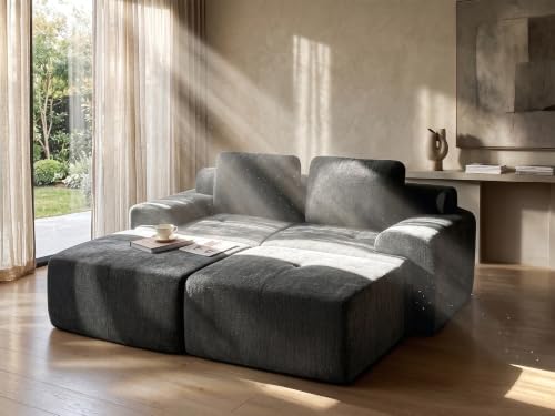 122" U Shaped Oversized Cloud Couch, Comfort Boneless Sectional Couches for Living Room, Modular Sofa High Back & Extra Deep Seat, No Assembly, Soft Chenille(Light Grey, 122 inch-U shaped（3+2）)