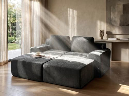 122" U Shaped Oversized Cloud Couch, Comfort Boneless Sectional Couches for Living Room, Modular Sofa High Back & Extra Deep Seat, No Assembly, Soft Chenille(Light Grey, 122 inch-U shaped（3+2）)
