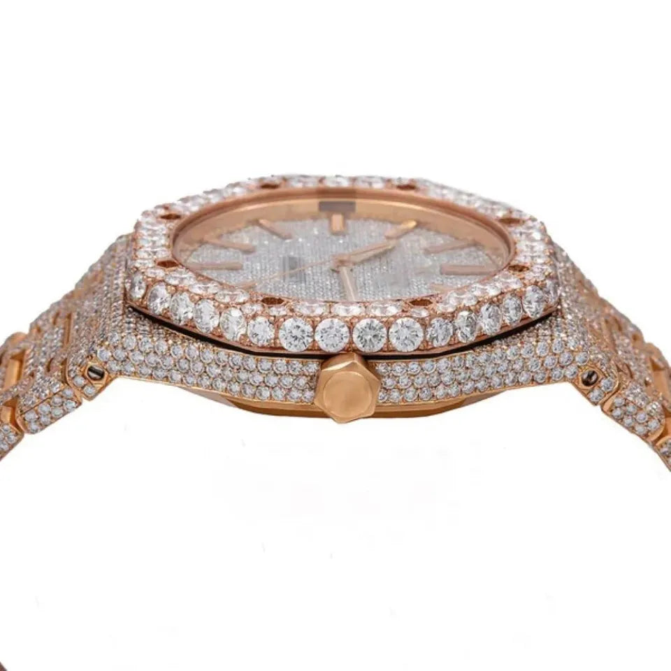 Alluring 41MM Full Rose Tone Diamond Watch