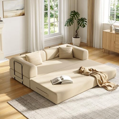 59in Boneless Couch Convertible Futon Sofa Bed Queen for Small Space