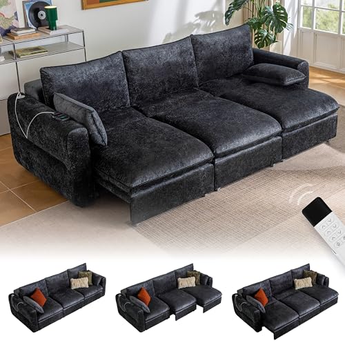 103" Electric Pull Out Sleeper Sofa Bed, 2in1 Power Extendable Couch Bed