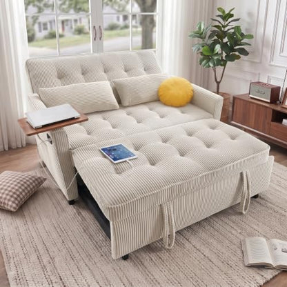 55'' Sleeper Sofa Bed, Convertible Pull Out Couch(Darkgrey)