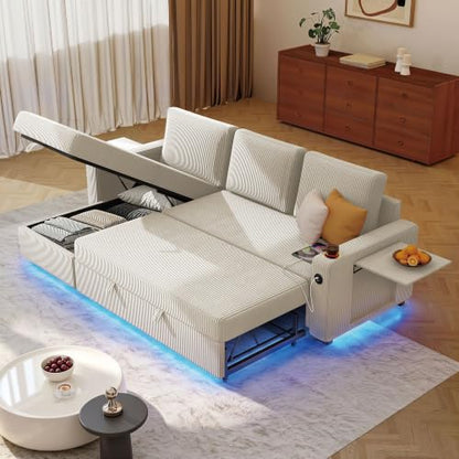 Ball & Cast 86" Sectional Sleeper Sofa Bed Pull Out Couches for Living Room
