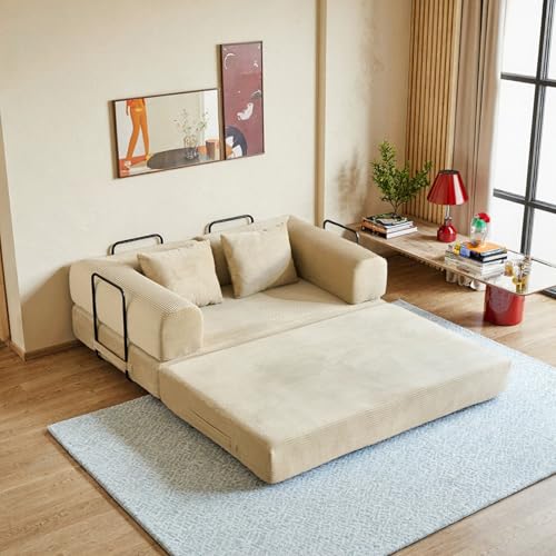 59in Boneless Couch Convertible Futon Sofa Bed Queen for Small Space