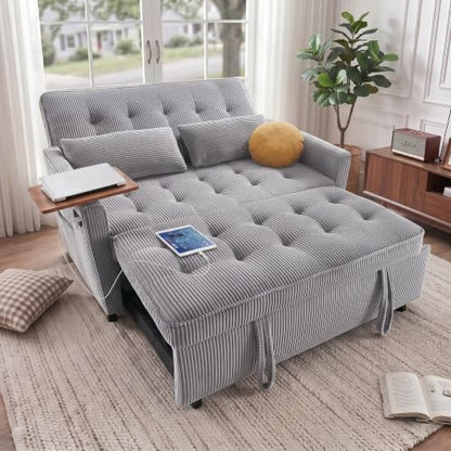 55'' Sleeper Sofa Bed, Convertible Pull Out Couch(Darkgrey)