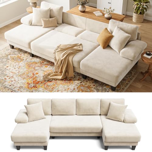 Txtin's Sleeper Sofa with Pull Out Bed 112 Inch U Shaped Sectional Couch