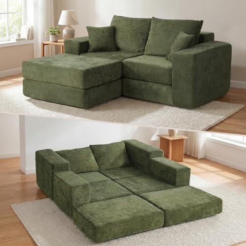 Modular Sectional Sofa with Convertible Sleeper, 2-in-1 Sofa Bed Couch