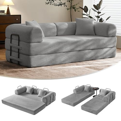 79" Convertible Futon Sofa Bed,Boneless Couch for Living Room | Olive Green