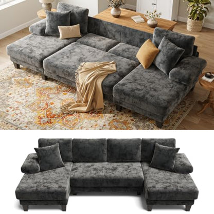 Txtin's Sleeper Sofa with Pull Out Bed 112 Inch U Shaped Sectional Couch