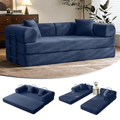 79" Convertible Futon Sofa Bed,Boneless Couch for Living Room | Olive Green