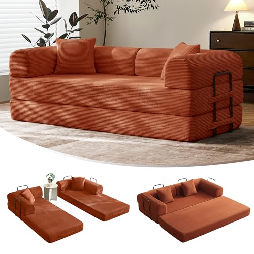 79" Convertible Futon Sofa Bed,Boneless Couch for Living Room | Olive Green