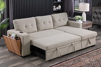 Ball & Cast 86" Sectional Sleeper Sofa Bed Pull Out Couches for Living Room