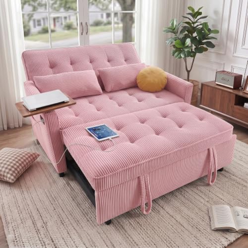 55'' Sleeper Sofa Bed, Convertible Pull Out Couch(Darkgrey)