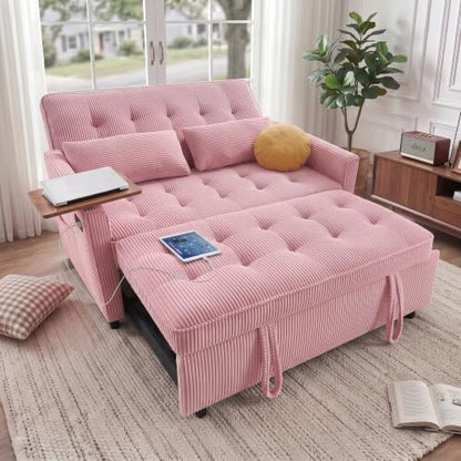 55'' Sleeper Sofa Bed, Convertible Pull Out Couch(Darkgrey)