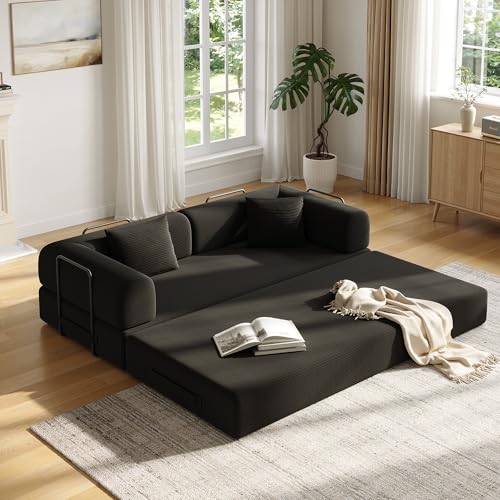 59in Boneless Couch Convertible Futon Sofa Bed Queen for Small Space