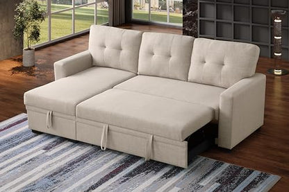 Ball & Cast 86" Sectional Sleeper Sofa Bed Pull Out Couches for Living Room