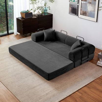 79" Convertible Sofa Bed, Boneless Sleeper Futon Couch for Living Room