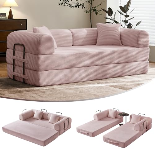 79" Convertible Futon Sofa Bed,Boneless Couch for Living Room | Olive Green