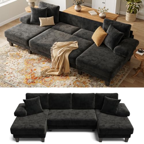 Txtin's Sleeper Sofa with Pull Out Bed 112 Inch U Shaped Sectional Couch