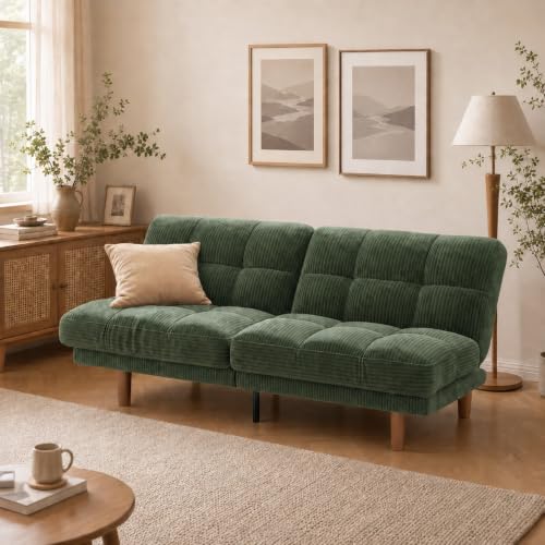Amada 70-Inch Convertible Futon Sofa Bed with Adjustable Backrest, Gray