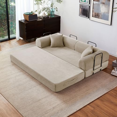 79" Convertible Sofa Bed, Boneless Sleeper Futon Couch for Living Room