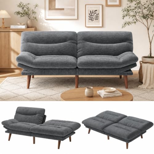 Marsail 66.02" Futon Sofa Bed, Convertible Couch & Sleeper Sofa, Light Grey