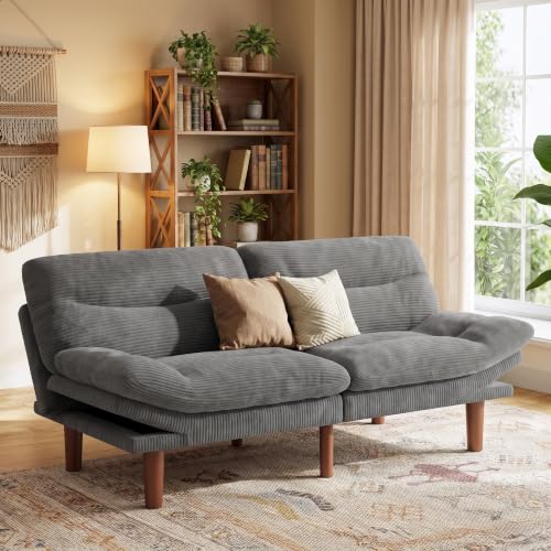 Marsail 66.02" Futon Sofa Bed, Convertible Couch & Sleeper Sofa, Light Grey