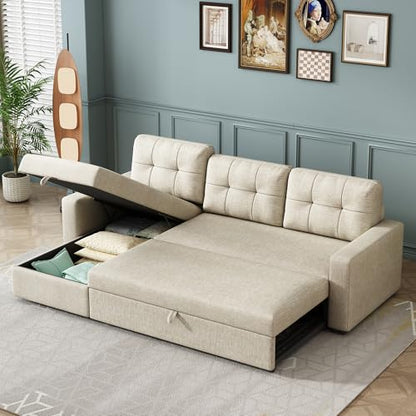 Ball & Cast 86" Sectional Sleeper Sofa Bed Pull Out Couches for Living Room