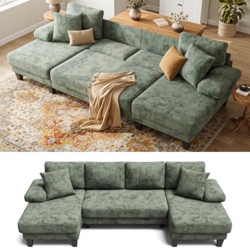 Txtin's Sleeper Sofa with Pull Out Bed 112 Inch U Shaped Sectional Couch