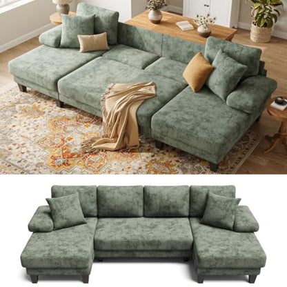 Txtin's Sleeper Sofa with Pull Out Bed 112 Inch U Shaped Sectional Couch