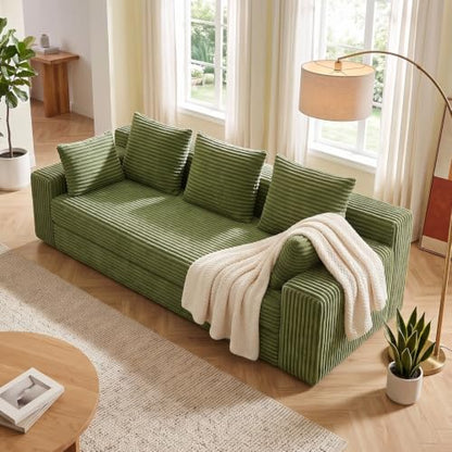 Boneless Couch for Living Room, 3 Seater Convertible Sofa Bed in Box, Black