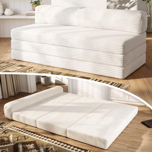 Boneless Couch for Living Room, 3 Seater Convertible Sofa Bed in Box, Black