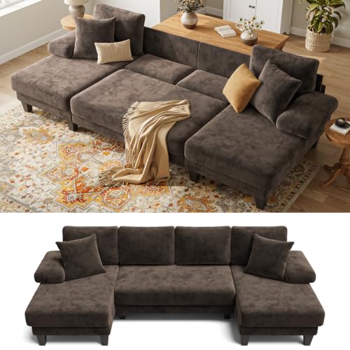 Txtin's Sleeper Sofa with Pull Out Bed 112 Inch U Shaped Sectional Couch