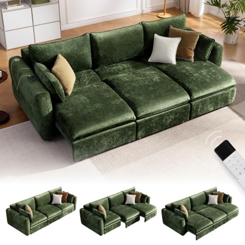 103" Electric Pull Out Sleeper Sofa Bed, 2in1 Power Extendable Couch Bed