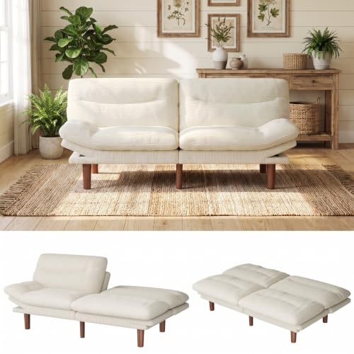 Marsail 66.02" Futon Sofa Bed, Convertible Couch & Sleeper Sofa, Light Grey