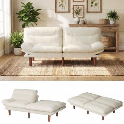 Marsail 66.02" Futon Sofa Bed, Convertible Couch & Sleeper Sofa, Light Grey