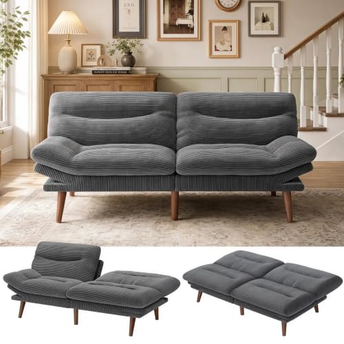 Marsail 66.02" Futon Sofa Bed, Convertible Couch & Sleeper Sofa, Light Grey