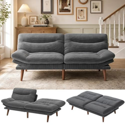 Marsail 66.02" Futon Sofa Bed, Convertible Couch & Sleeper Sofa, Light Grey