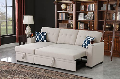 Ball & Cast 86" Sectional Sleeper Sofa Bed Pull Out Couches for Living Room