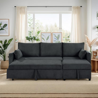 Ball & Cast 86" Sectional Sleeper Sofa Bed Pull Out Couches for Living Room