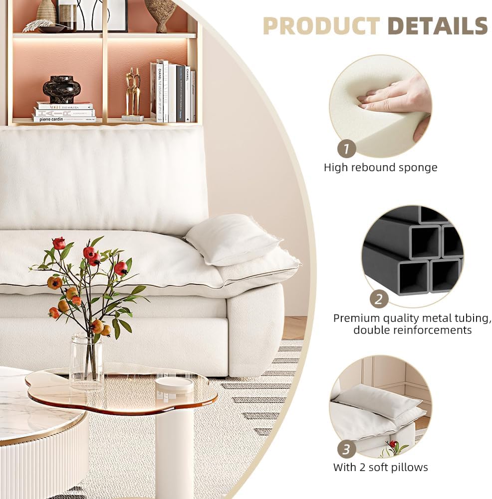 KEIKI 73.2" Queen Convertible Sofa Bed, 3-in-1 Pull-Out Futon Couch with Chaise Lounge Comfort, Soft Velvet Cloud Loveseat for Home Theater, Gaming Lounge, Entertainment Room & Living Space Seating