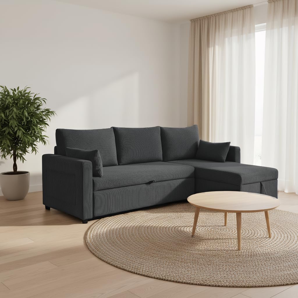 Ball & Cast 86" Sectional Sleeper Sofa Bed Pull Out Couches for Living Room