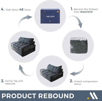 MAXYOYO Folding Sofa Bed, Convertible Chair Bed with Pillow
