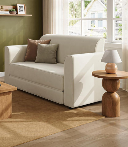 Loveseat Sleeper Sofa Bed 65" Convertible Couch Bed White